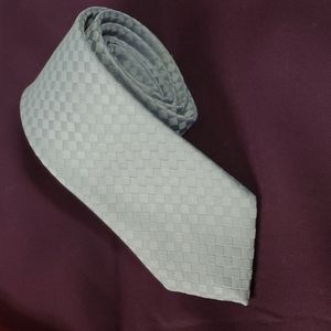 Velducci Silver Gray Block Checkered Print Necktie Mid Century Vintage